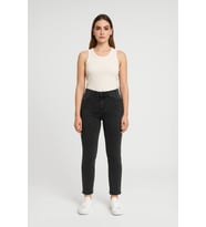 Kadın Slim Fit Normal Bel Desenli Likralı Gri Jean Pantolon