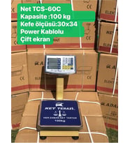 60 Net Terazi TCS-60C 100KG Terazi Kafe Ölçüsü 30X34 Manav Bakkal Terazi