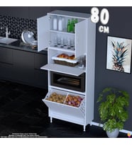 Eliusta Vega 80 cm Fırın Uyumlu 2 Göz Sepetli Çok Amaçlı Mutfak Kiler Banyo Organizer Dolap 80x213x32 cm