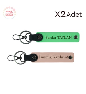 Akrabaya Kalıcı Hatıra, İsimli 2’li Anahtarlık Hediye Takımı, Yavru Ağzı-Fıstık Yeşil