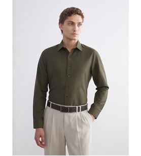 LCW BUSINESS Haki Slim Fit Uzun Kollu Poplin Erkek Gömlek