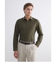 LCW BUSINESS Haki Slim Fit Uzun Kollu Poplin Erkek Gömlek