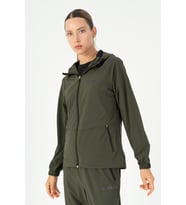 Maraton Regular Kadın Kapüşonlu Açık Haki- Tracktop