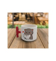 Latte & Espresso El Yapımı Sevgiliye Arkadaşa Hediye Mochi Cat Baskılı T Kulp Kupa 200 Ml