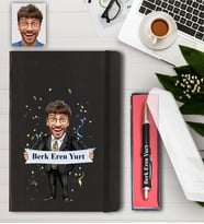 Kişiye Özel İsim Baskılı Karikatür Defter ve Kalem
