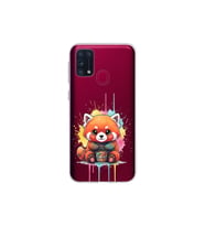 Samsung Galaxy M31 ile Uyumlu Splash Tilki Tasarımlı Şeffaf Silikon Kılıf