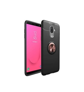 Samsung Galaxy J8 Uyumlu Kılıf Zore Ravel Silikon Kapak (Siyah-Rose Gold)