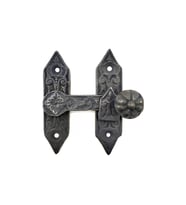 Antika Tarz Dekoratif Pirinç Kapı, Pencere Mandalı - 86x72 mm, Oksit