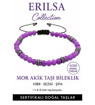 Sertifikalı Terahertz - Mor Akik Taşı Bileklik - İnce Model İç Huzur ve Konsantrasyon (Çok Renkli)