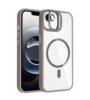 Apple iPhone 16E Kılıf Kamera Lens Hediyeli Standlı M-Safe Şarj Özellikli Etro K (Gri)