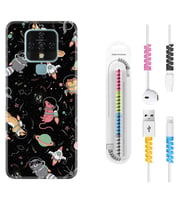Tecno Camon 16 18P Pova 3 Pova Neo Kılıf Kablo Koruma Spiral Silikon Planet Animals 1771