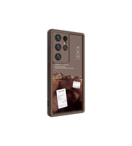 Samsung Galaxy S23 Ultra Uyumlu Kılıf Kamera Korumalı Baskılı Arka Yüzey Zore Klas Kapak (Koyu Kahve)