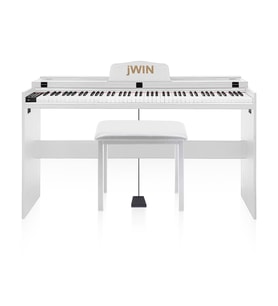 Jwin SDP-92 Tuş Hassasiyetli 88 Tuşlu Kapaklı Dijital Piyano + Tabure - Beyaz