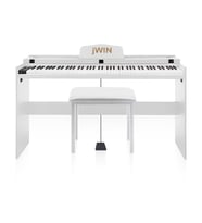 Jwin SDP-92 Tuş Hassasiyetli 88 Tuşlu Kapaklı Dijital Piyano + Tabure - Beyaz