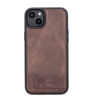 Bouletta Apple iPhone 14 Plus Uyumlu Deri Standlı Arka Kapak TN3 (Kahverengi Açık)