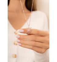 Yeni Güneş 14 K Rose Gold Kaplama Kadın Kolye