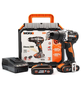 WORX WX102 20Volt/2.0Ah Li-ion Çift Akülü Kömürsüz Profesyonel Şarjlı Matkap