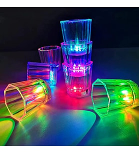Renkli Led Parlayan Fiber Optik Glow Işıklı Bardak 5,5 x 5,5 cm (5047)
