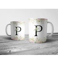 Pixxa P Harfi - Çiçekli Harf Kupa Bardak Model 1