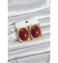 Bordo Kare Model Vintage Gold Renk Kadın Küpe 5886 - GLST9672-3182