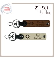 Denizcilik Temalı Hediyelik Anahtarlık Takımı, Kişiye Özel Tasarım, Açık Kahve-Sütlü Kahve