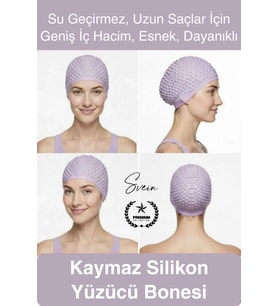 #Bone Su Geçirmez Kaymaz Silikon Yüzücü Bonesi Yüzme Şapkası Uzun Saç Yetişkin Esnek Havuz Deniz