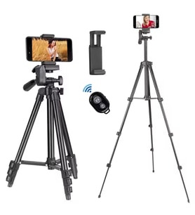 ShopyTech 102 cm Hafif Tripod  Telefon/Kamera Uyumlu Bluetooth Uzaktan Deklanşörlü 360° 3-Yönlü Ka