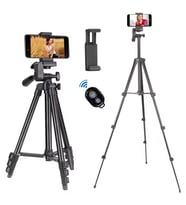 ShopyTech 102 cm Hafif Tripod  Telefon/Kamera Uyumlu Bluetooth Uzaktan Deklanşörlü 360° 3-Yönlü Ka