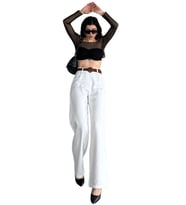 Beli Kemerli Pantolon - BEYAZ