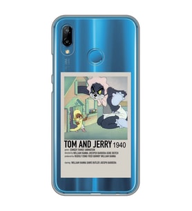 Huawei P20 Lite Uyumlu Tom ve Jerry Desenli Şeffaf Telefon Kılıfı