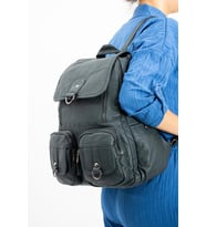 Y.S.Deri Kadın Sırt Çantası Çok Cepli Günlük Kullanıma Uygun 35*25 Cm Vegan Deri Yıkama Suni Deri (Petrol)