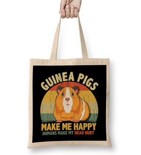 Guinea Pigs Make Me Happy Humans Make My Head Hurt Bez Çanta Uzun Saplı