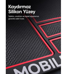 Çok Bölmeli Araç İçi Organizer Mat Kaydırmaz Silikon Telefon Tutuculu Tasarım