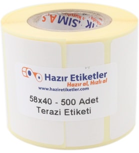 Lexroo Eko Termal Terazi Etiketi 58mm x 40mm Ruloda 500 Adet 40mm Kuka Çapında Direk Termal