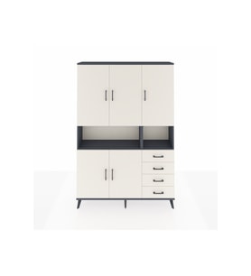 Arges Gardrop 7 Raflı 4 Çekmeceli 5 Kapaklı 132x30x195 Antrasit-Aytaşı