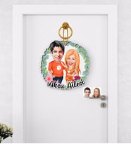 BK Gift Kişiye Özel Sevgililer Karikatürlü Ahşap Kapı Süsü-54