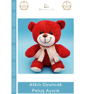 #Ayıcık Kırmızı Peluş Hediye Yumuşak Kaliteli Tasarım Sevimli Şık Büyük Atkı Oyuncak Ayıcık 25cm