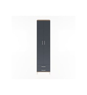 Hyperion Dolap 6 Raflı 2 Çekmeceli 2 Kapaklı 60x44x243 Çam-Antrasit