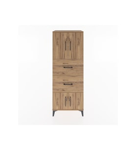 Hyperion Dolap 2 Raflı 2 Çekmeceli 4 Kapaklı 60x44x163 Çam-Çam