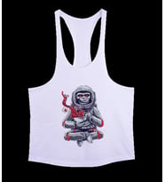 Uzaylı korkutucu maymun fitness Erkek Tank Top Atlet (Beyaz)