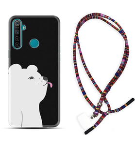 Realme 5i 5 Pro 6i 7 Pro 8 Kılıf Boyun Asklı Rasta Silikon Panda Sevimli 1738