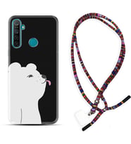 Realme 5i 5 Pro 6i 7 Pro 8 Kılıf Boyun Asklı Rasta Silikon Panda Sevimli 1738