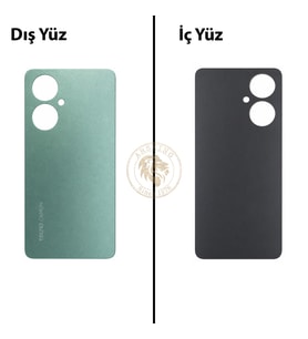 Tecno Camon 19 Yeşil Uyumlu Arka Kapak Arka Cam Batarya Pil Kapağı Lazer Kesim Back Cover