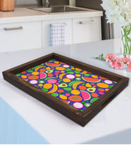 BK Gift Meyveler Tasarımlı Doğal Ahşap Tepsi-1