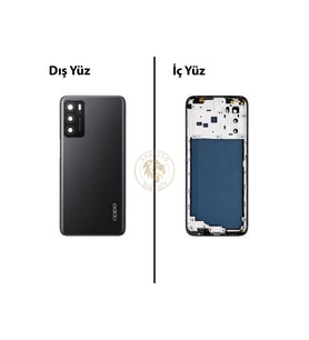 Oppo A16 Siyah Uyumlu Lensli Orta Kasa Full Kasa Kapak Gövde Housing