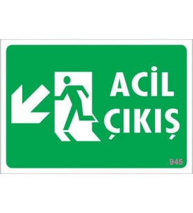 Pvc Levha quot;Acil Çıkışquot; 17,5*25 cm