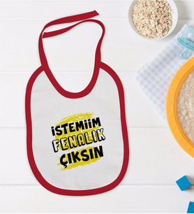 BK Kids İstemiim Fenalık Çıksın Tasarımlı Kırmızı Bebek Mama Önlüğü-1