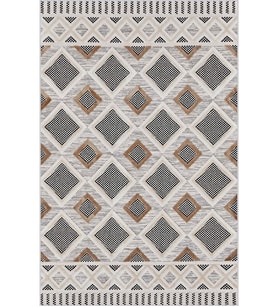 Eliana Home Baskılı, Yıkanabilir Kaymaz Taban Salon Halısı LNA0480 100x150 cm (Gri)