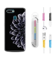 Oppo A5S A15 A16 A54 A55 A73 A74 Kılıf Kablo Koruma Spiral Silikon Çiçekler 1639