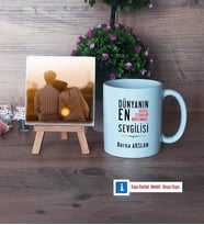 Sevgiliye Hediye Fotoğraflı Dekoratif Taş, Kupa Bardak Beyaz Hediye (Model 1)